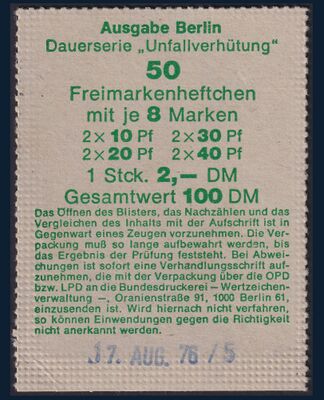 Blisterdeckel Berlin MH 9 c-d