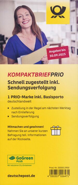 Prio Flyer Kompaktbrief mit Sendungsverfolgung vorne