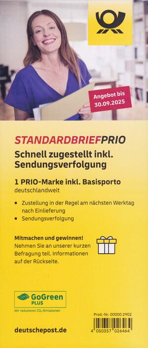 Prio Flyer Standardbrief mit Sendungsverfolgung vorne