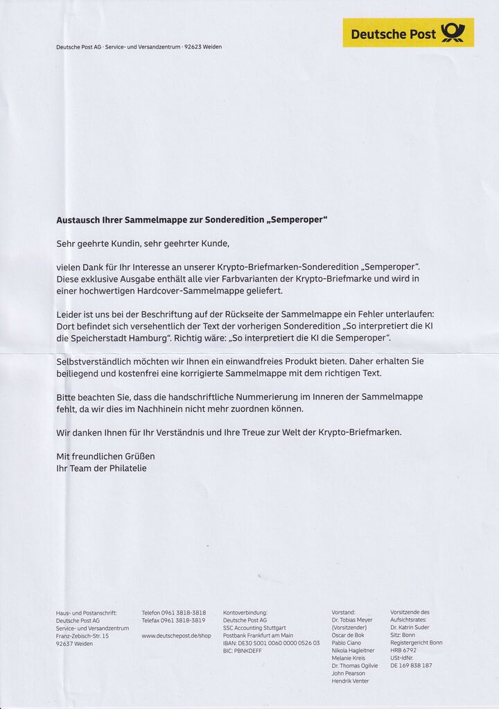 Bund MH 133 - Korrigierter 4er Pack Folder - Begleitschreiben