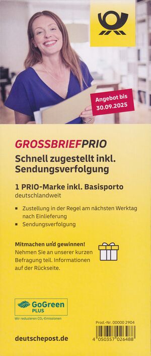 Prio Flyer Grossbrief mit Sendungsverfolgung vorne