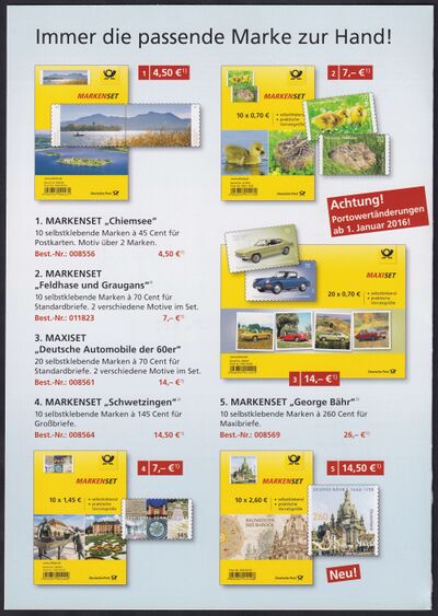 Bund FB 49, 55, 53, 54 und MH 104 - Werbung Versandstelle