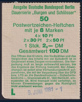 Blisterdeckel Berlin MH 11 f-g