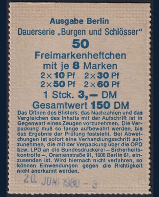 Blisterdeckel Berlin MH 12 a-b