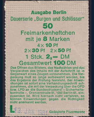 Blisterdeckel Berlin MH 11 c-e